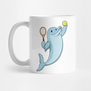 Dolphin at Tennis with Tennis racket Mug